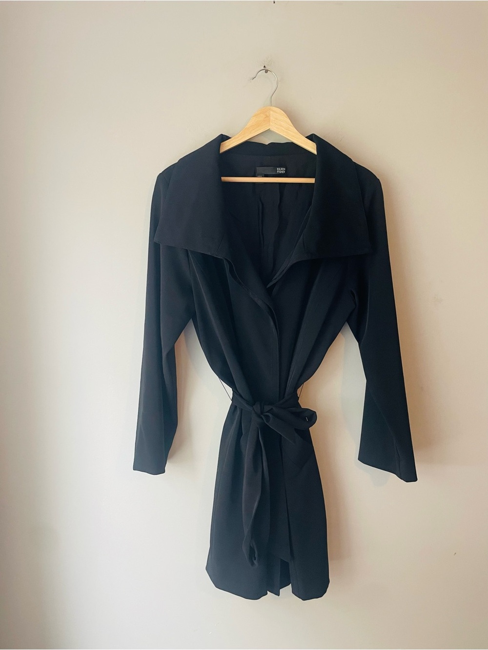 Eileen Fisher Black Belted Trench Coat